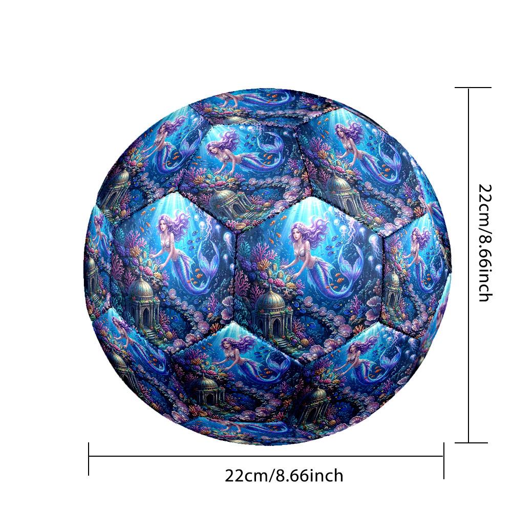 1pc Mermaid Underwater Kingdom Theme Soccer Ball Football, Size 5, Lightweight PVC, Durable Outdoor Training Soccer Ball, Gift M61422