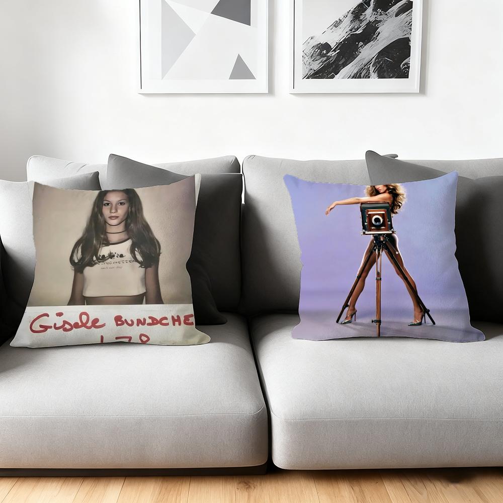 Cushion Cover Silky Short Plush Home Sofa Cushion Cover - Invisible Zipper Home Decoration Gisele Bundchen Model