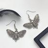 1 Pair European and American Metal Hook Earrings Retro Fashion Halloween Butterflies Skull Pendant Earrings for Women