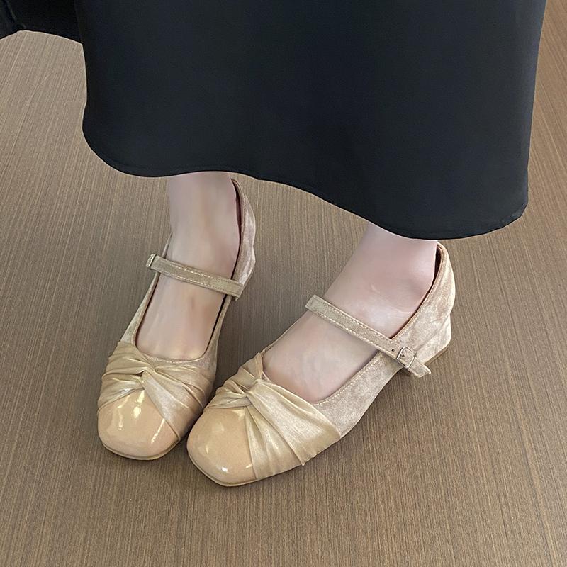 New Style Women's Thick Heel Women Mary Jane Shoes Square Toe Shallow Butterfly-knot Ladies Casual Shoes Zapatos Mujer