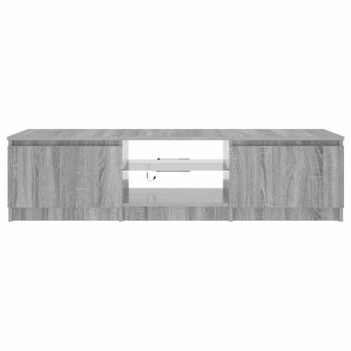 vidaXL Meuble TV avec lumières LED Sonoma gris 140x40x36 cm, support TV, armoire média, armoire hifi, unité TV 822682