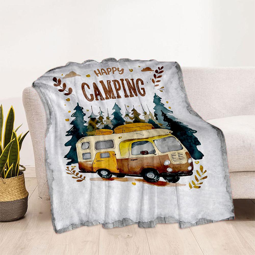 Camper Life Adventure Blankets Are Suitable for Living Rooms,making Them an Ideal Choice for Outdoor Travel and Gifts.