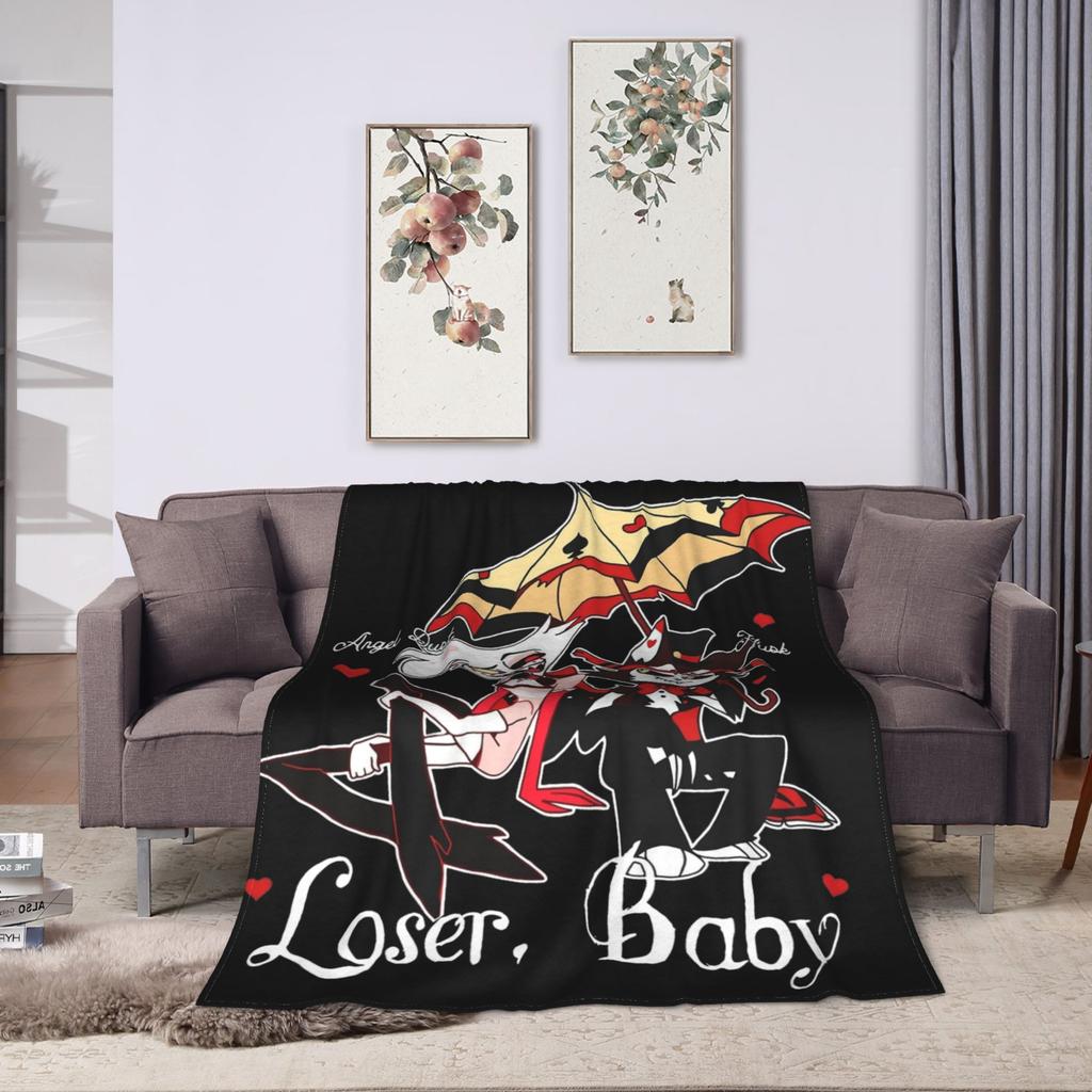 Angel Dusts and Fat Nugget Selfie Hazbins Hotels Blanket Fleece Autumn  Breathable Warm Throw Blanket for Bedding Outdoor Quilt