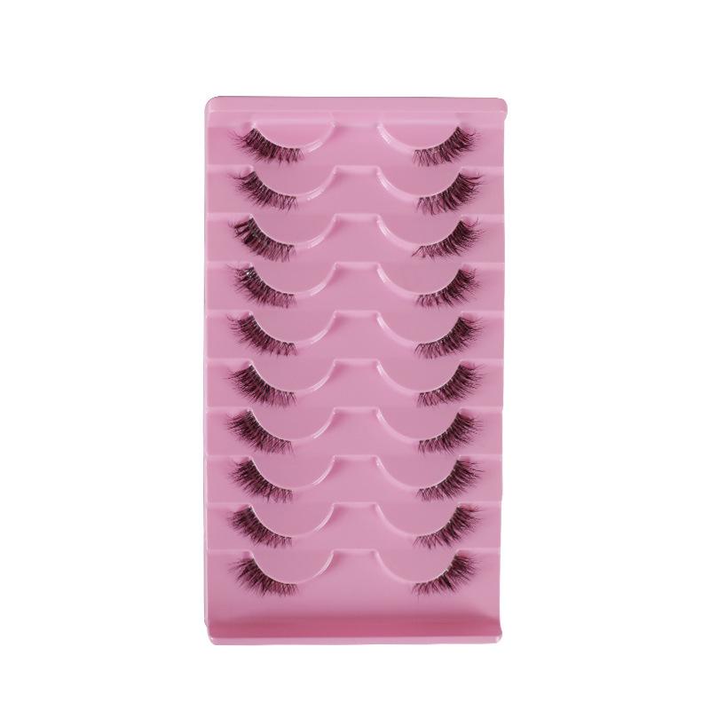 10 Paren Fox-Eye Halve Strip Wimpers: 3D Krullende Stijl voor Europese & Amerikaanse Looks