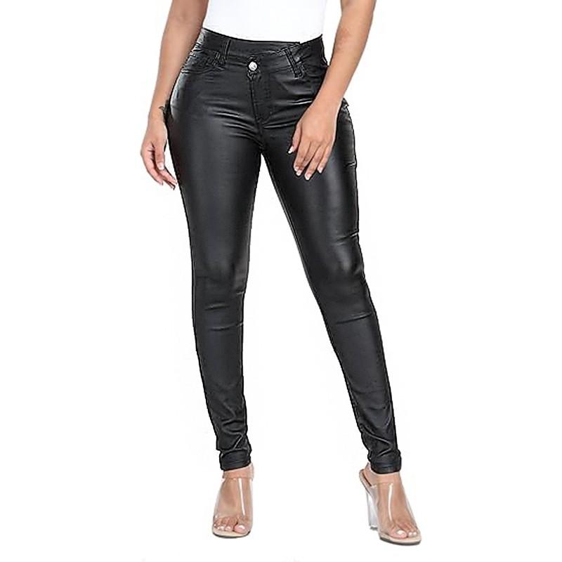 High Waist Faux Leather Skinny Pants