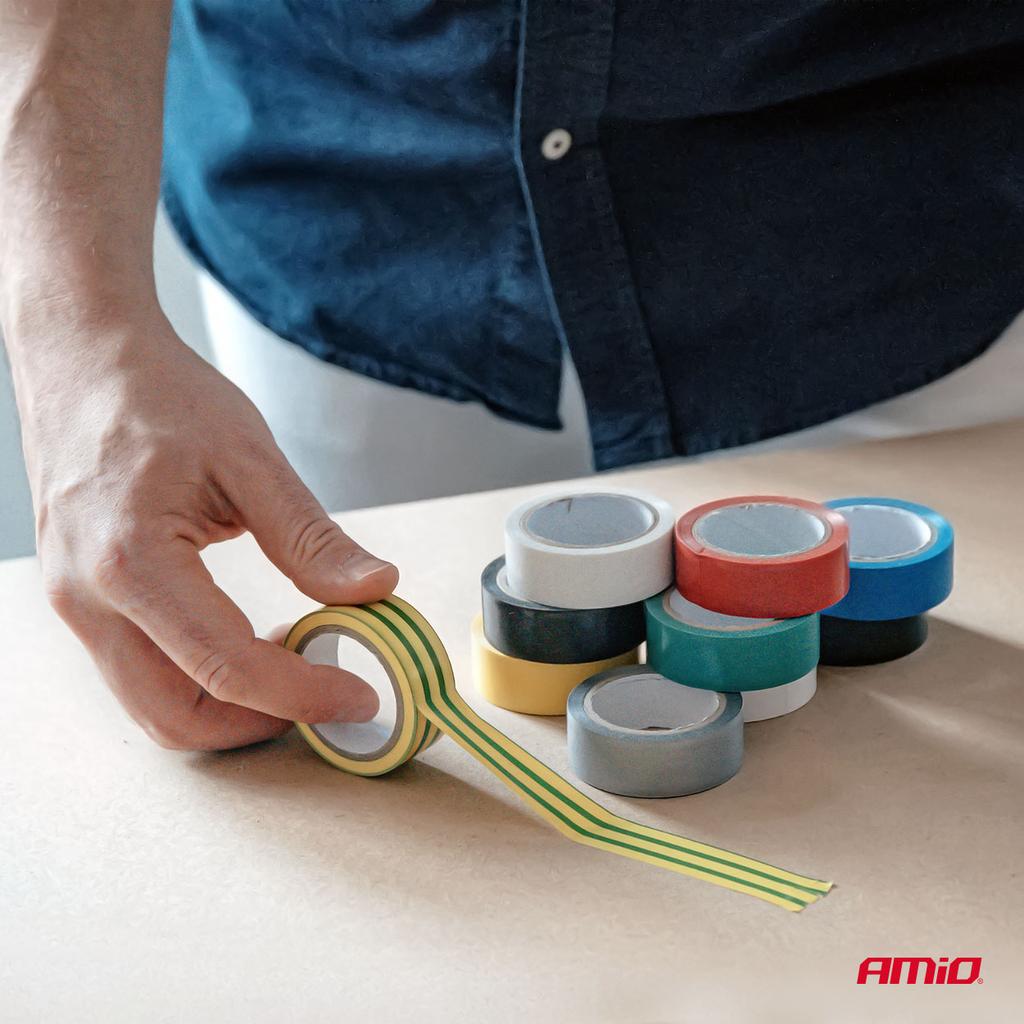 Colored Insulating Tapes Set of 10 Pcs 18mm x 5.5m x 0.13mm Amio-04846