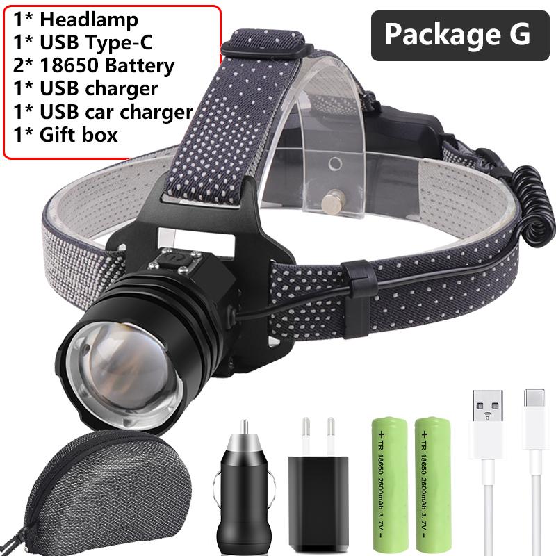 XHP199 16-Core Led Headlamp Zoomable Head Flashlight Lamp Torch 18650 Battery Waterproof for Camping Headlight