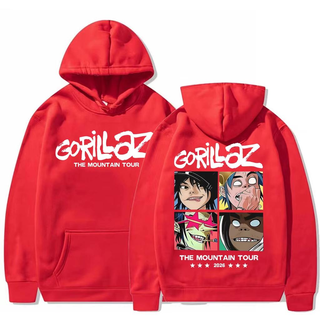 Gorillaz Band The Mountain 2026 Tour Hoodies Men Women Harajuku Gothic High Street Sweatshirt Casual Soft Cotton Sweatshirt