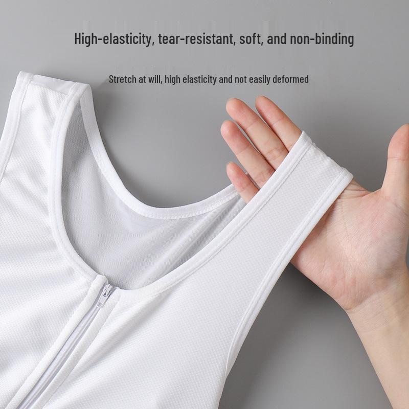 Women's Summer Chest Binder: Thin Zipper Sports Body Shaper for Small Bust Enhancement and Reduction.