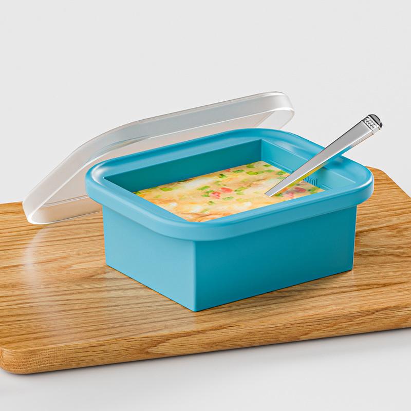 Silicone Freezing Tray With Plastic Lid Freezer Container Large Ice Molds Easy-Release Stackable For Food Storage & Meal Prep