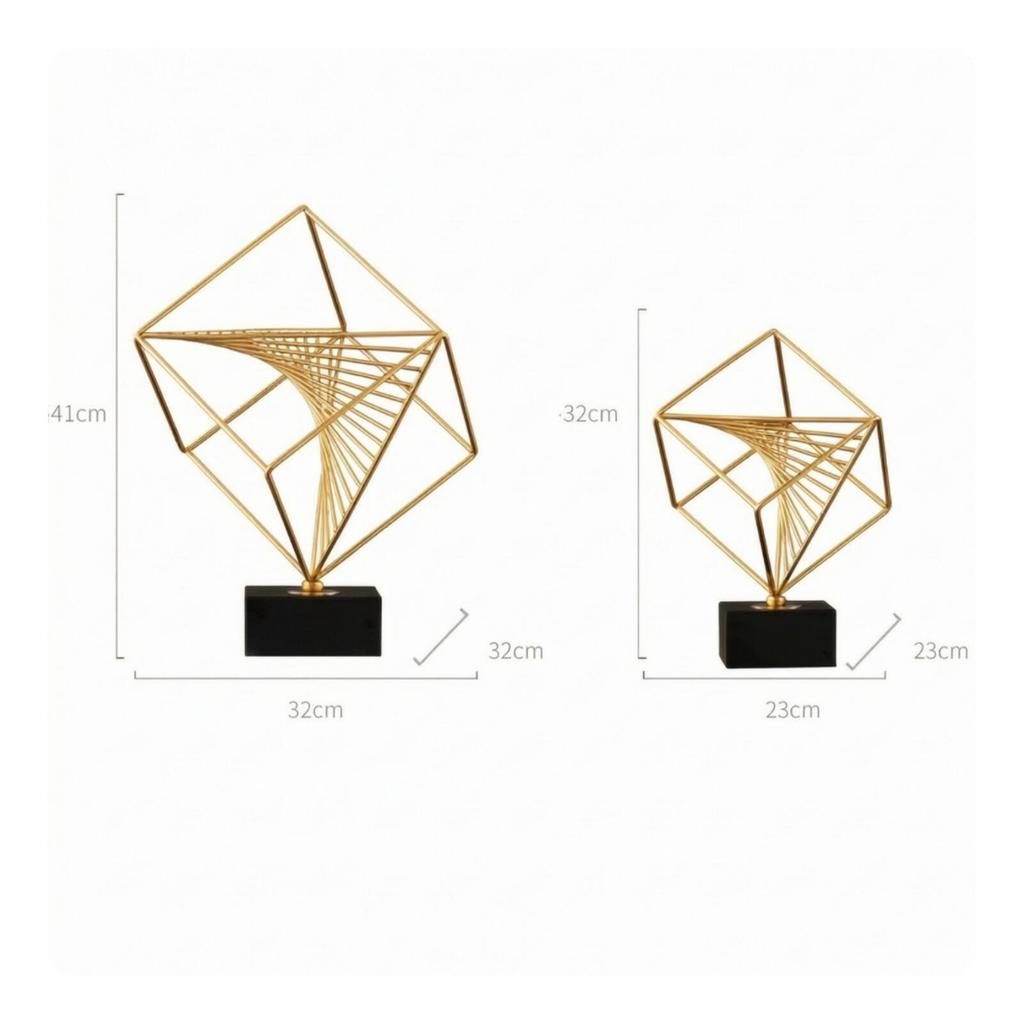 Wireframe Cube Ornament Decorative Shelf Decor Industrial for Office, Study
