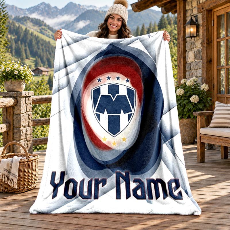 Club De Futboll Monterrey ICON Custom Name Flannel Blanket Personalized Soft Warm Plush Throw Blanket Customized Gift for Family Friends