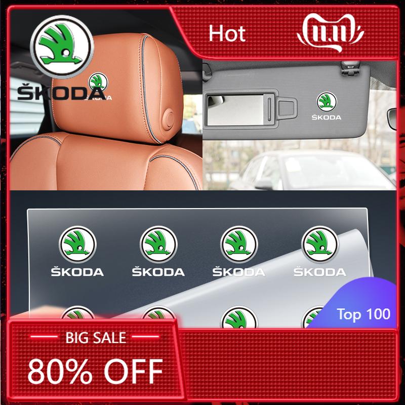 

Car Sticker 2025 New Car One-click start Sticker Central control AC Knob Emblem Badge For Skoda Octavia Fabia Kamiq Kapoq Kodiaq 1pcs