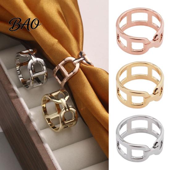 Silk Scarf Ring Chunky Chain Clip for Women, Minimalist Wide Band Statement Buckle Wrap, Fashion Punk Link Shawl Scarves Clasp Dress Accessories