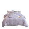 Luxurious 3D Rabbit Fur Trimmed Bedding Set: Includes Thick Warm Bed & Fitted Sheets - Minimalist Style