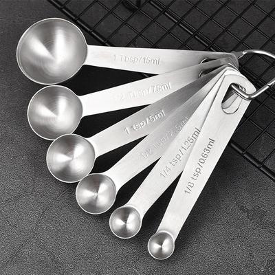 6Pcs Kitchen Measuring Spoons Stainless Steel Measuring Spoon Set Sugar Powder Coffee Scoop Tablespoon Measuring Kitchen Tools
