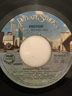 7inch Record SAMANTHA SANG - Emotion PS45178 Private Stock 1977 Philippine Soul/Funk Used