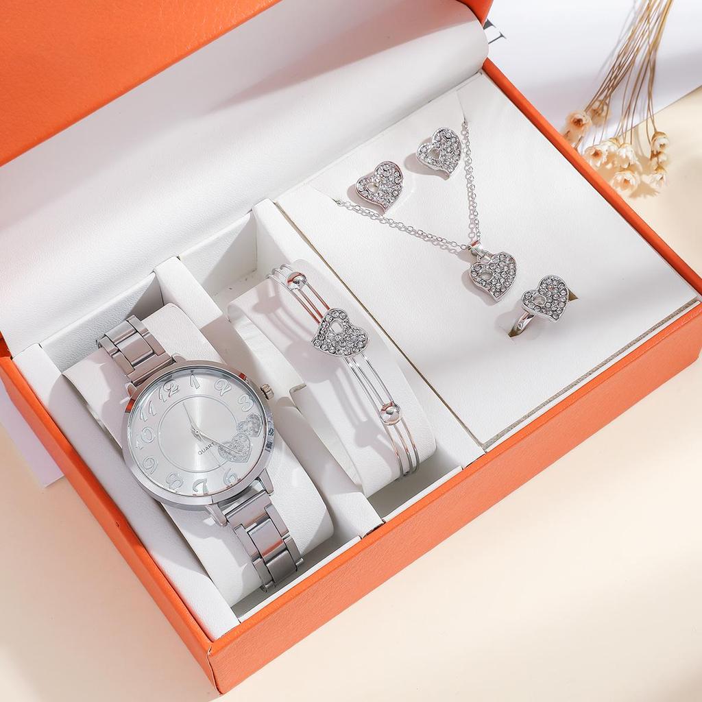 5-teiliges Damen Sommer Mode Stahlband Quarzuhren Set