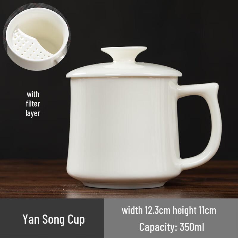 

Chaxun Dehua White Porcelain Yan Song Teacup with Lid