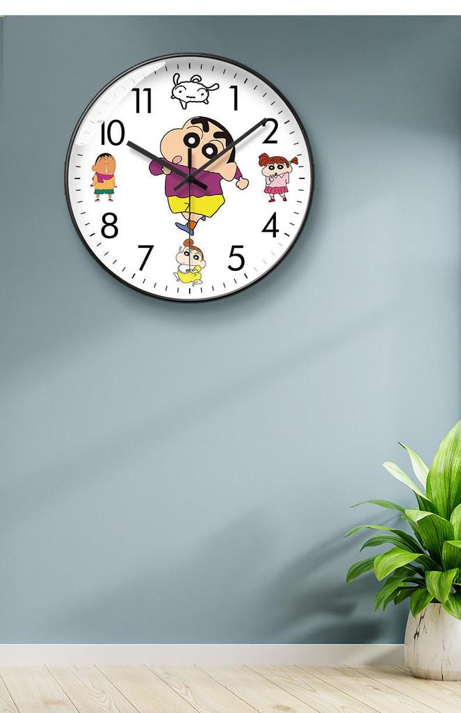 Shin-chan Cartoon Wall Clock: Stylish, Silent, Radio-Controlled for Living Room