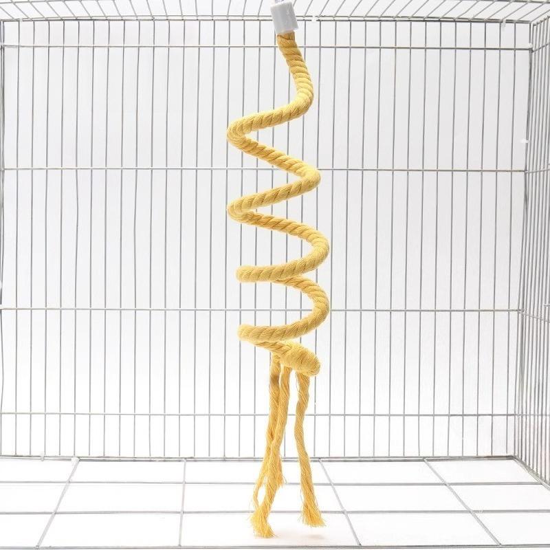

Parrot Climbing Toy Spiral Cotton Rope Bird Chewing Climbing Toys Parrot Swing Standing Toys Bird Supplies жовтий