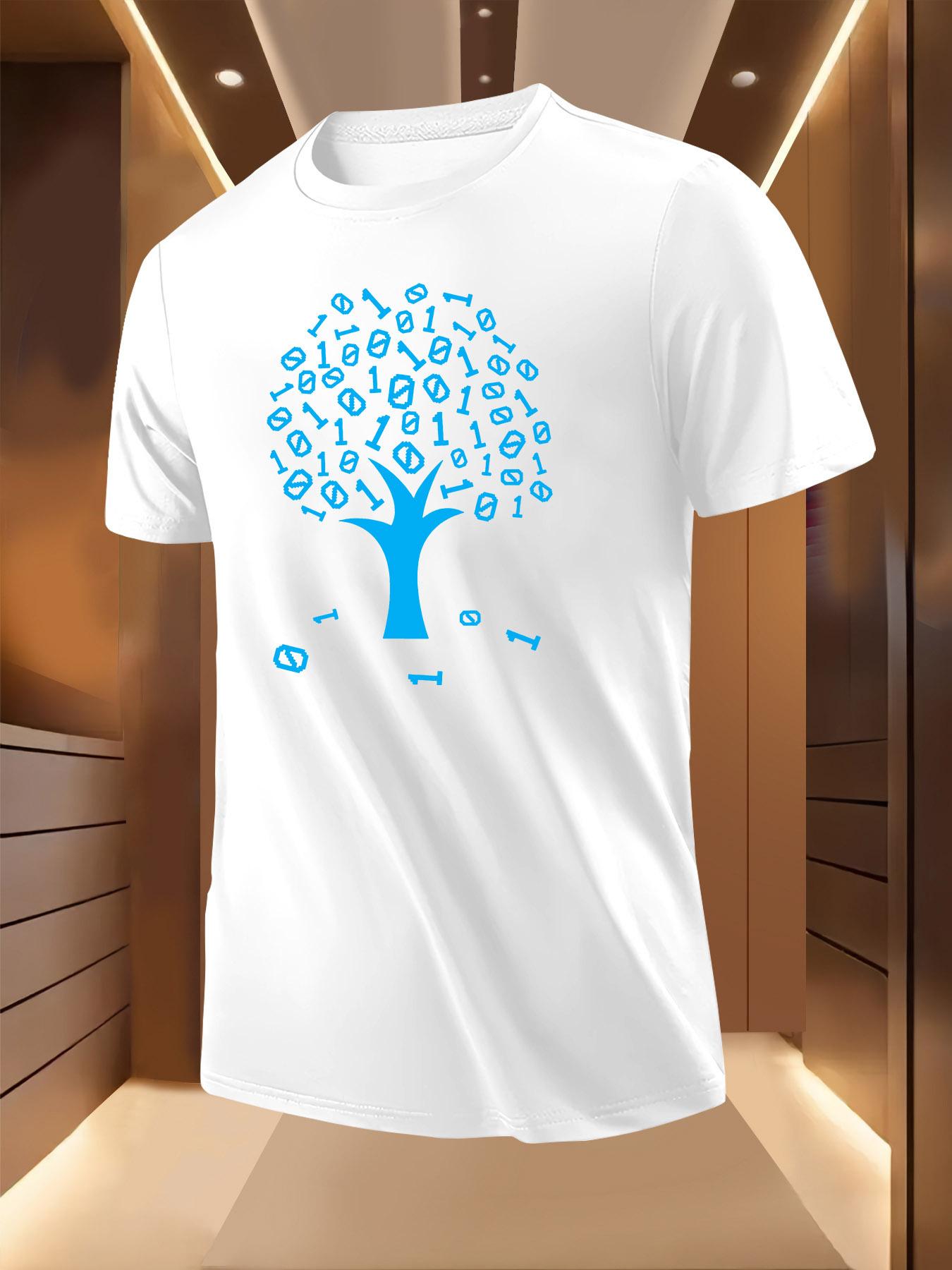 Short Sleeve Tshirt with Tree of Knowledge Print - Blue W... XXXXL