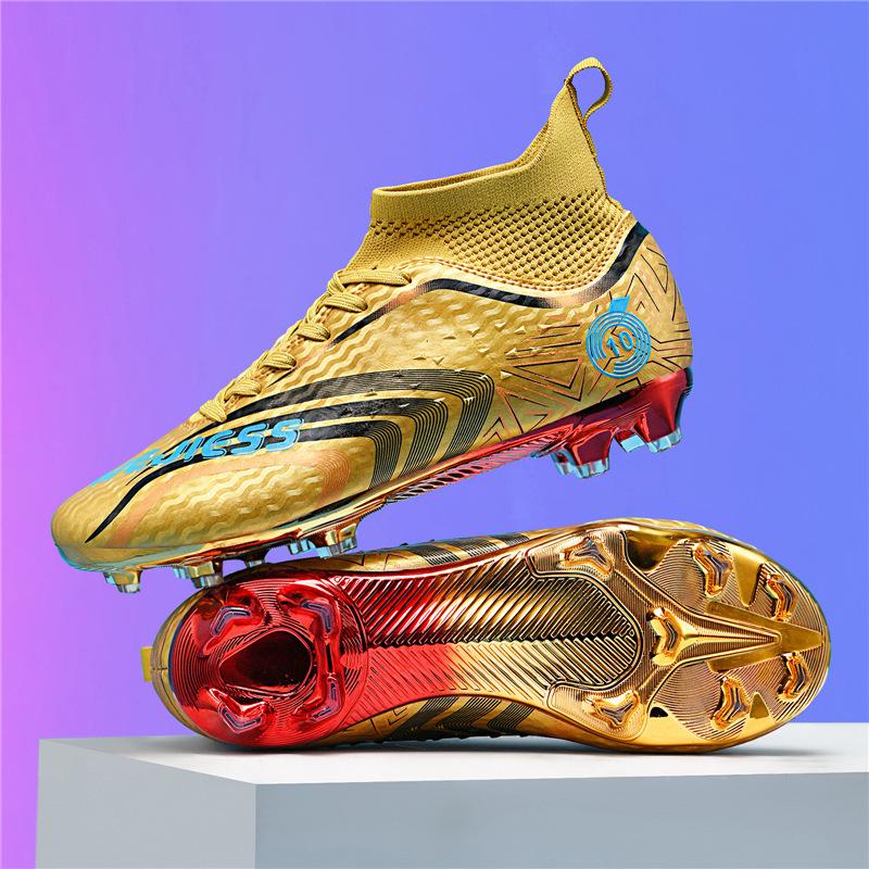 Gold-plated World Cup Thorn 15 Football Shoes Boys and Teenagers AG Long Nail Ping Training Shoes Sports Shoes