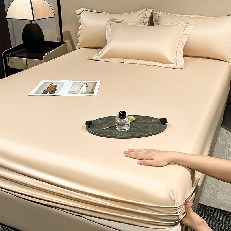 Napínací prostěradlo z ledového hedvábí 90x200 cm Více velikostí Prostěradlo Měkký satén Elastické Matrace Domácí Ložnice Prostěradlo s 360° Elastickým Páskem