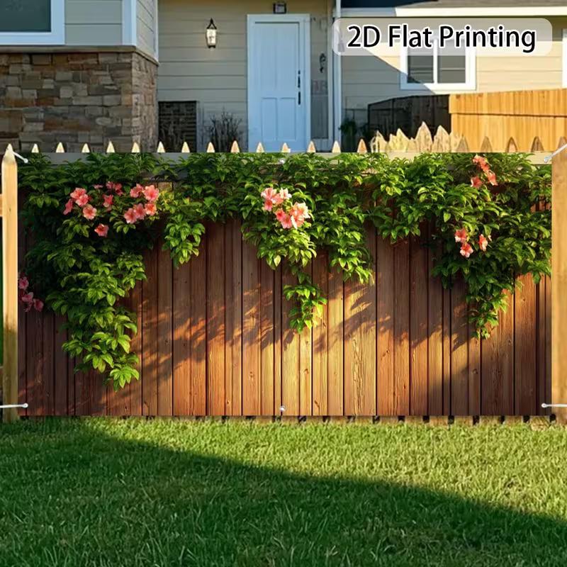 2D Cascading Bloom Vine Rustic Timber Patio Privacy Fence Cover