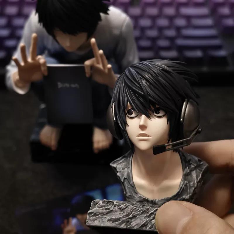 15cm/6 Inch Death Note L Lawliet Figure Squatting Pose Dual Heads GK Statue Anime Model Toy Desktop Ornament PC Case Decor Gifts