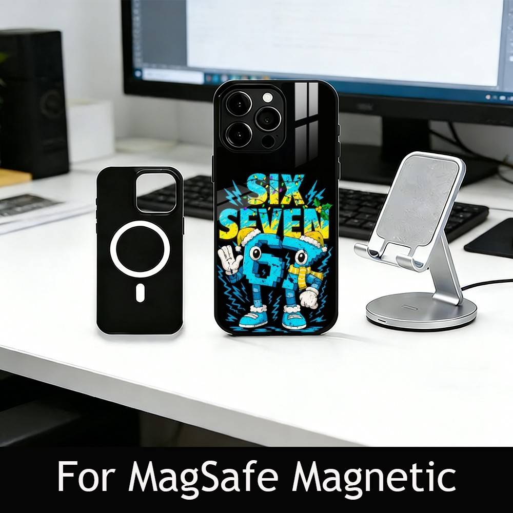 

S-Six S-Seven 67 SS Phone Case For iPhone17,16,15,14,13,12,11 Plus,Pro Magnetic For Magsafe Wireless Charging iPhone16PROMAX