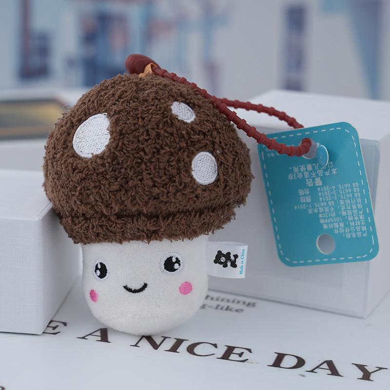 Adorable Realistic Mushroom Plush Toy Keychain Cute Bag Charm 11cm Stuffed Dolls