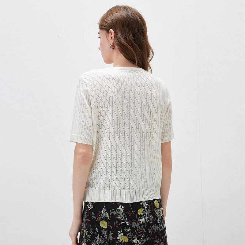 Damen Kurzarm Strickoberteil aus Maulbeerseidenmischung