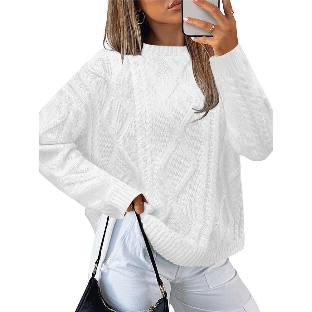 Autumn and Winter Women's Round-neck Loose Winter Braided Round-neck Retro Sweater