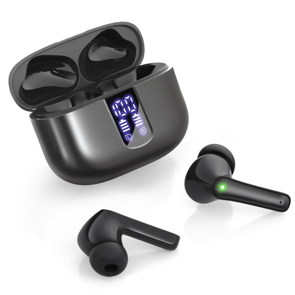 Wireless Bluetooth LED Battery Level Charging Case Touch Microphone Earbuds, 5.4, Indicator, Included, Controls, Built-in (Black)