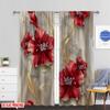 Flat Printing Drapes Red Floral Seal Digital Printed Polyester Holiday Decorations Use Event Curtain Set Of 2 Elegant Made Washable
