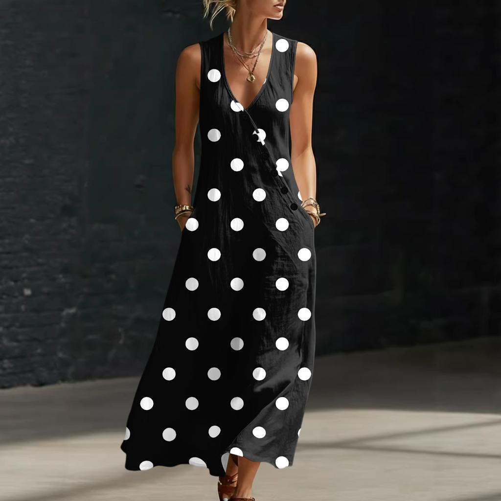 Robes d'été pour femmes Robe midi décontractée et fluide Robes d'été pour vacances à la plage Avec poches