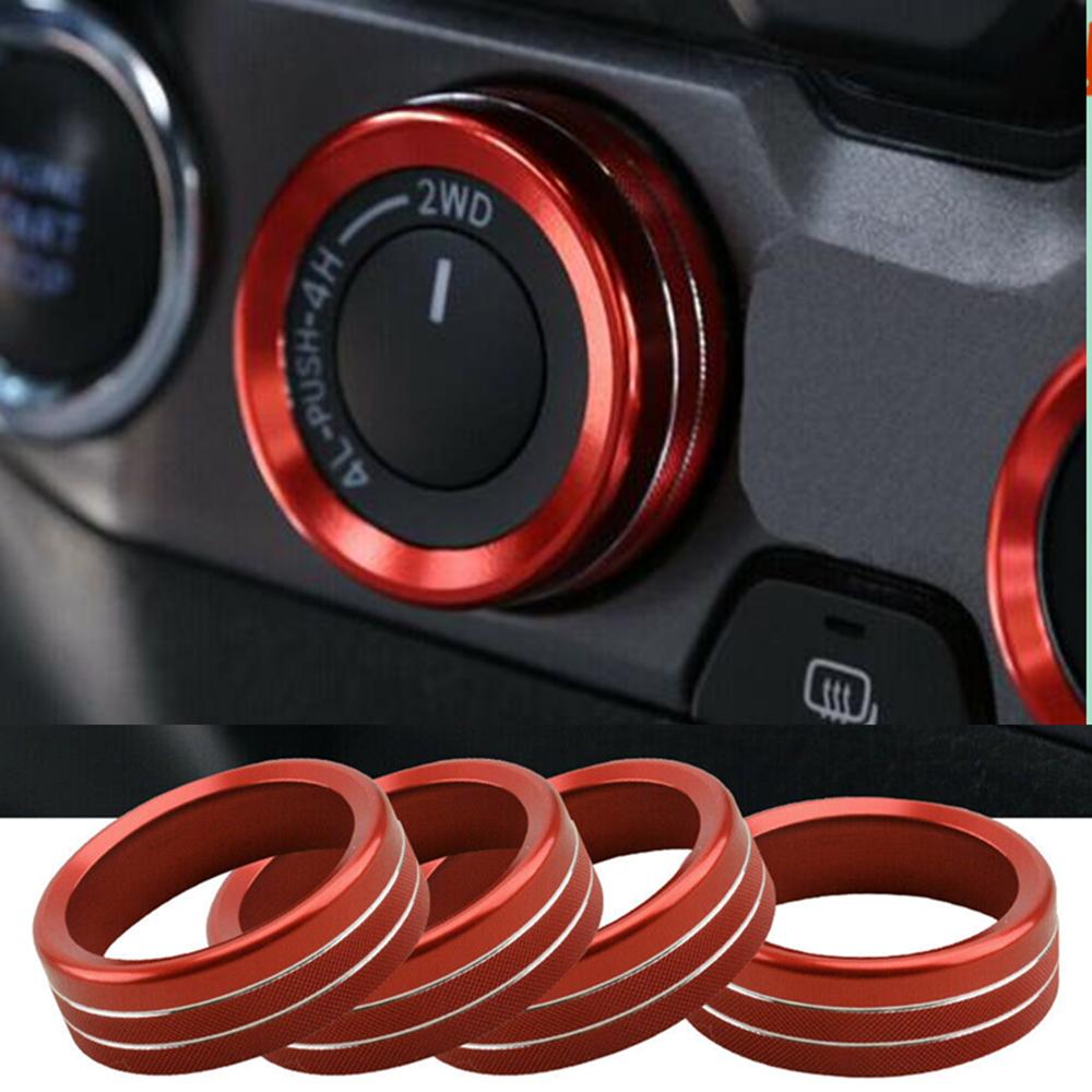 4Pcs Red Car AC Climate Control Ring Knob Trim Cover For Toyota Tacoma 2016-2020