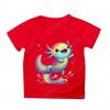 Axolotl Graphic Print Creative T-Shirts, Soft Comfy Crew Neck Short Sleeve Tee, Girls' Summer Tops