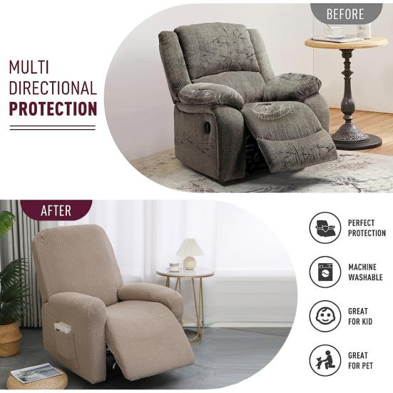 Husă Elastică pentru Fotoliu Reclinabil pentru Fotolii Reclinabile cu Un Singur Loc Protector Elastic pentru Fotoliu Reclinabil Lavabil la Mașină Husă Ajustată pentru Învelire Completă Protejează Petele