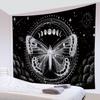 Butterfly And Moth Tapestry Black  White Flower Insect Specimen  Bedroom Dorm Home Decor