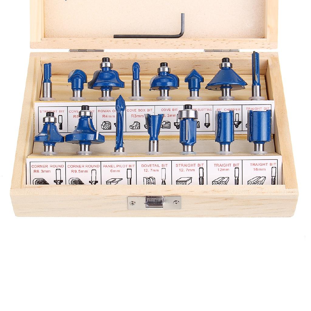 

1/4 Inches Router Bit Set For Electric Wood Trimmer 15pcs Wood Router Shank Router Bit Wood Working Milling Cutter Bit