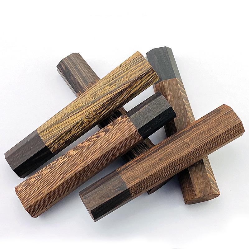 1piece Wenge Wood + Ebony Octagonal Knife Handle for DIY Semi-finished Damascus Knife Handle Material Kitchen Knife Handle