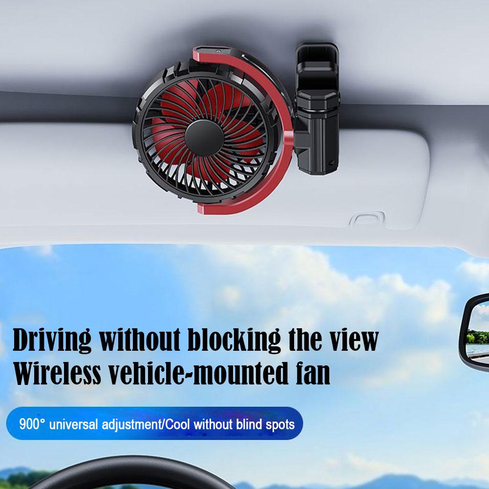 Hipacool Car Cooling Clamp Fan 2000mAh USB Rechargeable Fan Burshless Cooler 900° Rotatable Portable Cooling Tool Car Electronic