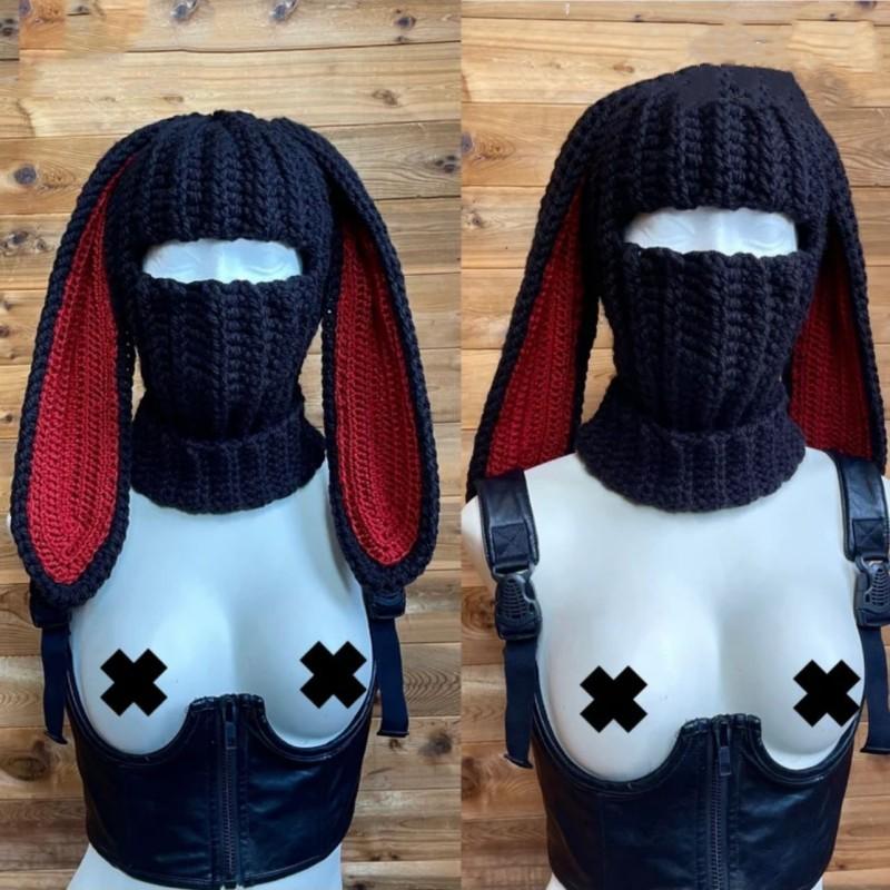 Crochet Halloween Party Funny Style Parent-child Horn Hat Ski Mask Woolen Hat