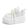 Fashion 8CM Women Platform Sneakers Leather Casual Ladies Chunky Shoes White Woman Fashion Brand Autumn Thick Soled Wedge Sneakers