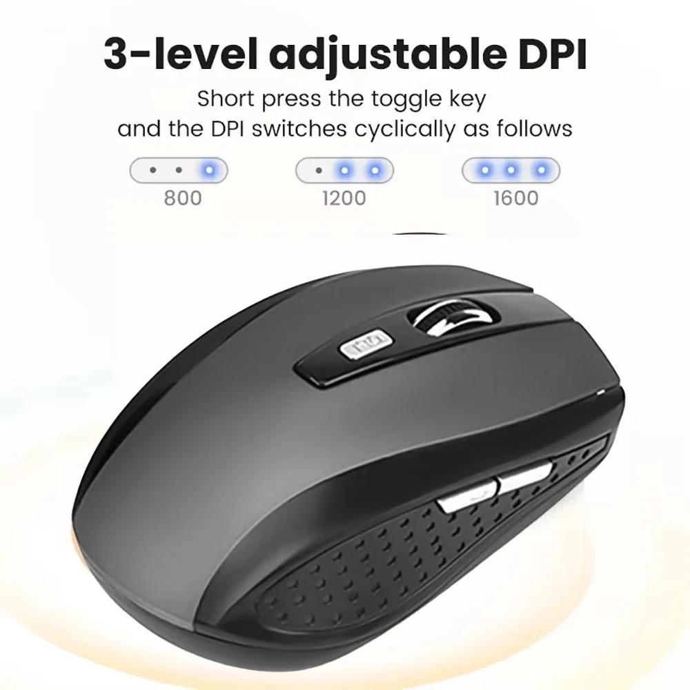 Mouse Wireless 2.4G Mouse da Gioco Regolabile 1600DPI Ottico Mouse da Ufficio Mouse Ergonomico per Notebook PC MacBook