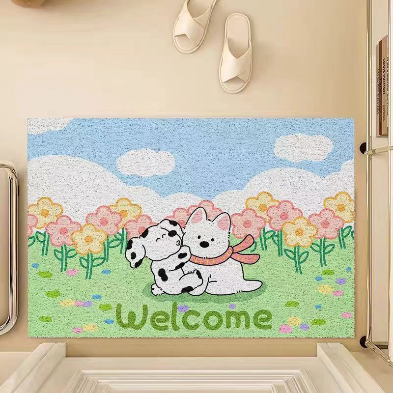 Cute Pet Door Mat Door Scraping Dirt Mat Household Non-slip Wear-resistant Clipped Silk Floor Mat