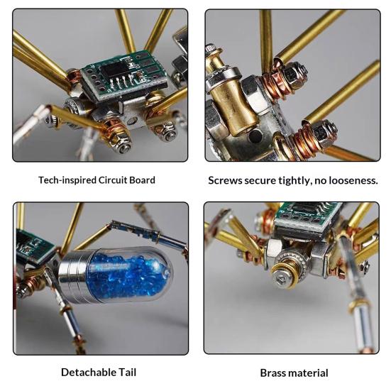 Model Păianjen Mecanic Steampunk Ornament Păianjen Metalic 3D Steampunk Kit Asamblare Păianjen Puzzle DIY Cadou Iubitor de Păianjeni Copii Adulți