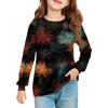 Christmas Day Girls' Long Sleeve Blouse - Round Neck Soft Waist Tunic
